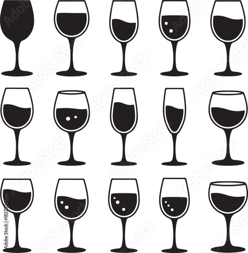 Seamless vector pattern of wine glasses with red liquid design