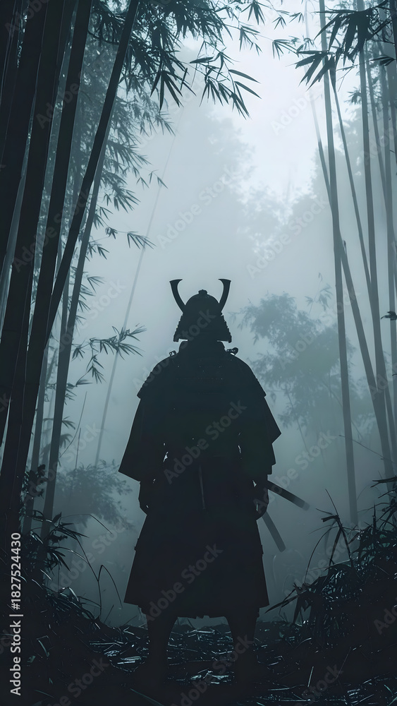 Naklejka premium 侍のシルエット
