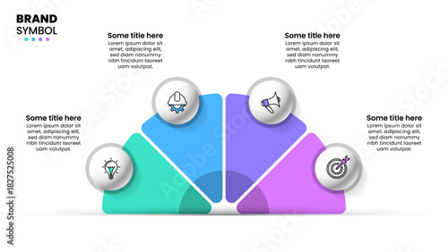 Infographic template. Semicircle with balls and 4 steps