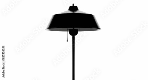 Black silhouette of a classic floor lamp isolated on a white background.