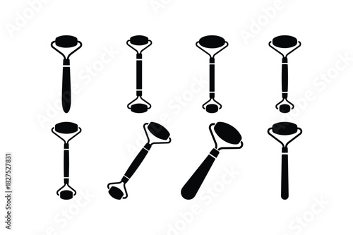 Face Roller Solid Silhouette Vector Set