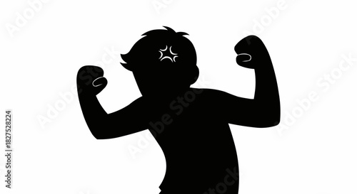 Silhouette of an angry person with fists clenched and a starburst symbol indicating frustration.