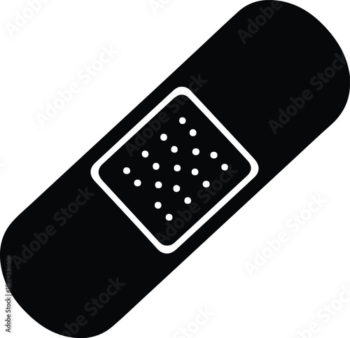 Illustration black medical plaster or adhesive bandage silhouette vector