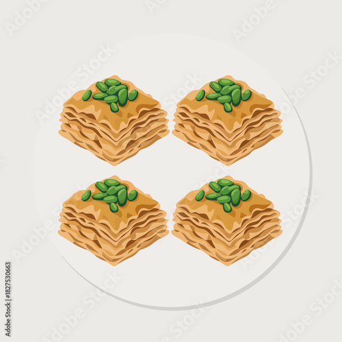 A mouthwatering presentation of lasagna layered with delicious fillings and topped with green peas, elegantly arranged on a white plate, ideal for food enthusiasts and Italian cuisine lovers.