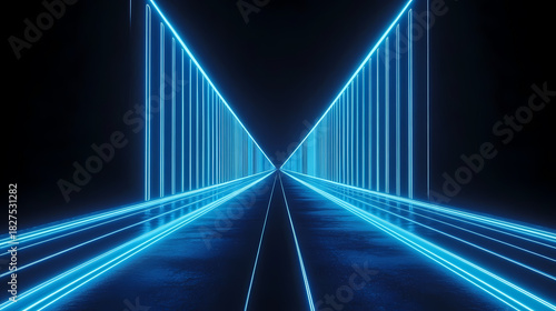 Fototapeta Naklejka Na Ścianę i Meble -  Futuristic Neon Tunnel Pathway