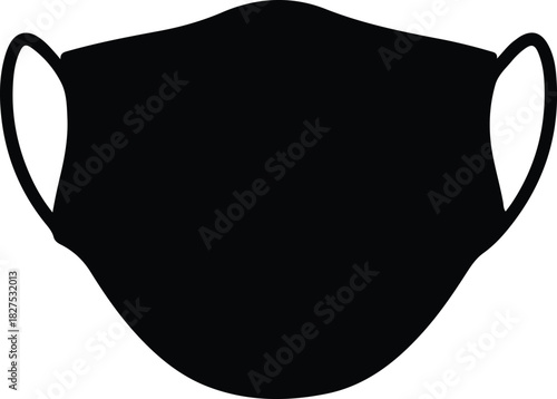 Illustration face mask protective simple black silhouette vector