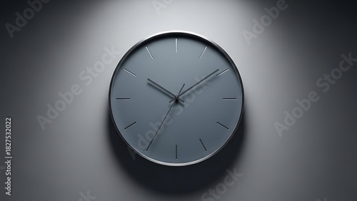 Wallpaper Mural Minimalist oval wall clock with gray face and metal frame in spotlight Torontodigital.ca
