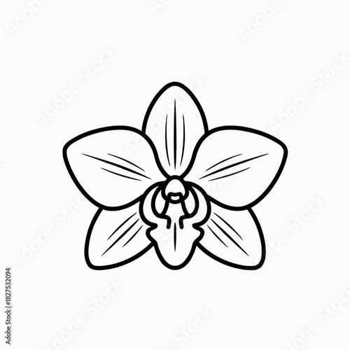 Elegant Orchid Flower in Black and White Outline Perfect for Coloring Books and Creative Projects Decorative Floral Design