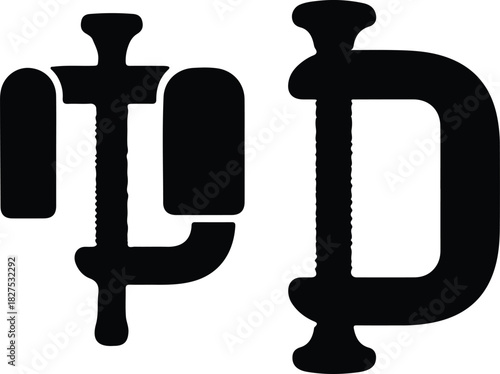 Illustration G clamp carpenter tool silhouette vector