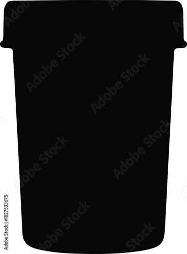 Illustration of black plastic pot container simple design silhouette vector