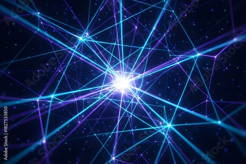 Abstract Conceptual Image of Interconnected Glowing Lines Forming a Network, Symbolizing Business Collaboration and Strong Connections