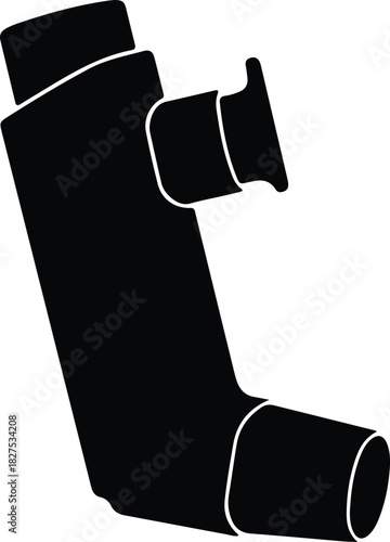 Illustration simple asthma inhaler medical treatment device silhouette vector