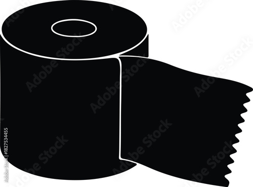 Illustration simple roll of toilet paper black silhouette vector
