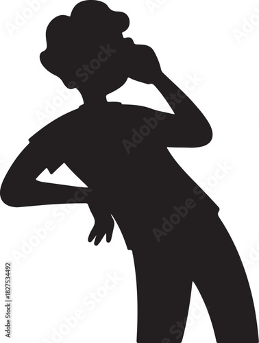 Black silhouette of a person talking on a mobile phone vector.