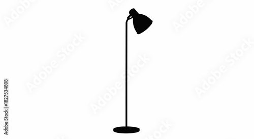 Silhouette of a Modern Black Floor Lamp with Adjustable Head.