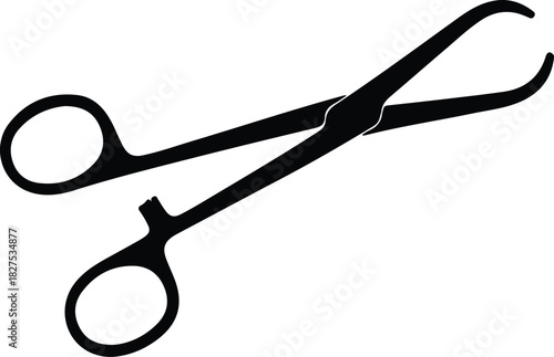 Illustration surgical forceps black medical equipment tool silhouette vector