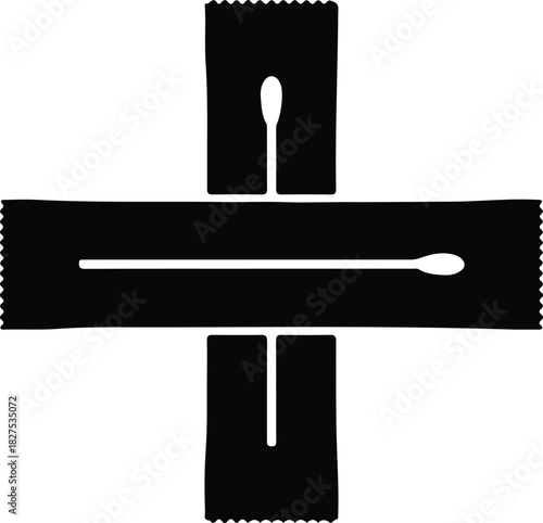 Illustration swab in packaging medical instrument silhouette vector