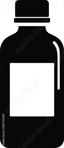 Illustration syrup medicine bottle simple flat design silhouette vector