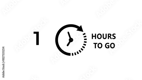 1 -Hour's timer illustration. Countdown timer clock icon.
