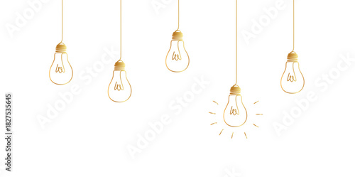 One continuous line drawing of hanging light bulbs eps 10