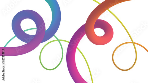 Abstract Fluid Design with Vibrant Gradients and Flowing Shapes on White Background