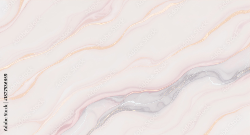 Obraz premium ゴールドのラインが輝く淡いピンクの上品なマーブル調抽象背景