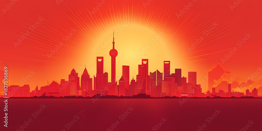 Fototapeta premium Shanghai Skyline at Sunrise