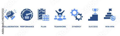 Partnership banner web icon vector illustration concept with icon of collaboration, performance, plan, teamwork, synergy, success and win-win solution