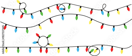 Playful Multicolored String Lights Vector - Decorative Elements for Celebrations