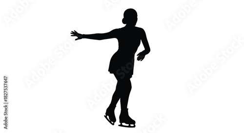 Silhouette of a female figure skater performing an elegant pose ice