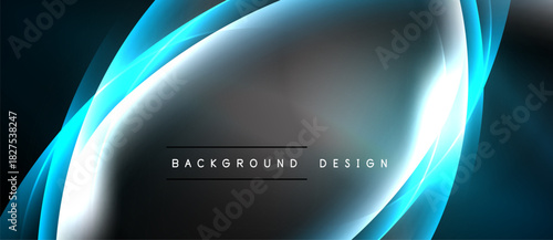 Abstract blue waves, smooth gradients, dark backdrop. Modern design element, suitable for banners, presentations. Minimalist style.
