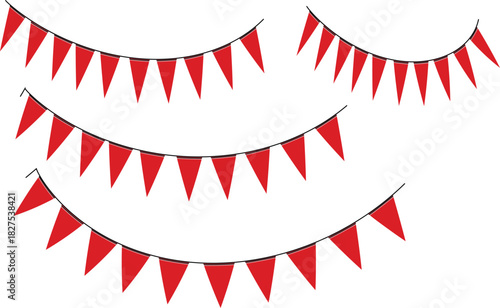 Red triangular pennant strings for festive decoration