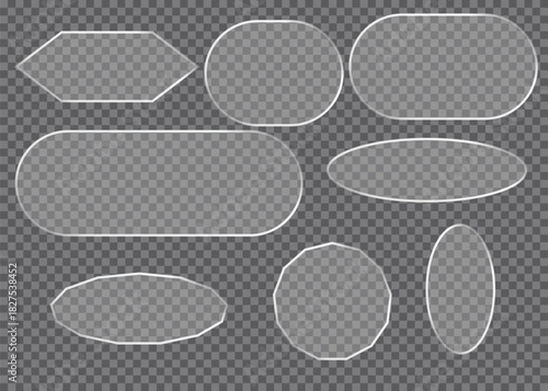 Transparent glass frames set with silver edges and reflections