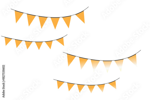 Orange triangular pennant flags for party