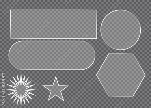 Transparent geometric glass frames set with modern clear acrylic elements.