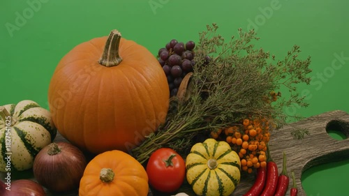 Autumn Harvest Abundance with Pumpkin and Fresh Produce