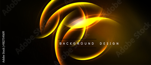 Abstract golden lines form elegant curves. Dark background emphasizes bright, dynamic design elements. Modern aesthetic.