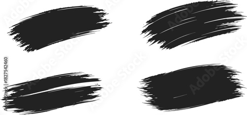 Black paint Brush strokes vector illustration set. black ink lines, vector abstract set with paint brush grunge texture on white background. Paintbrush strokes and ink smear stains