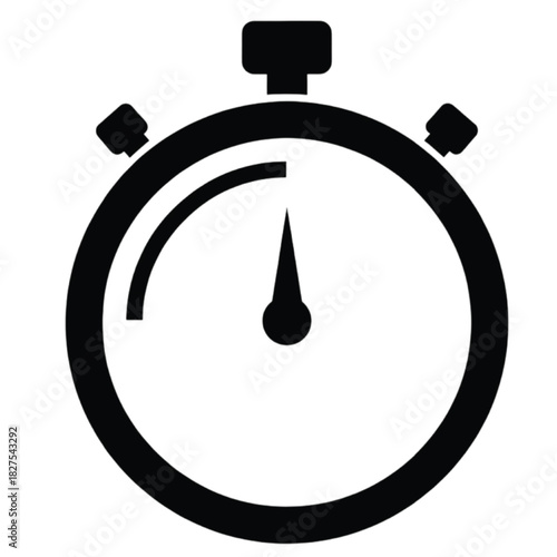 Close-up Silhouette of a Stopwatch Icon Keywords: stopwatch, timer, time, clock, measurement