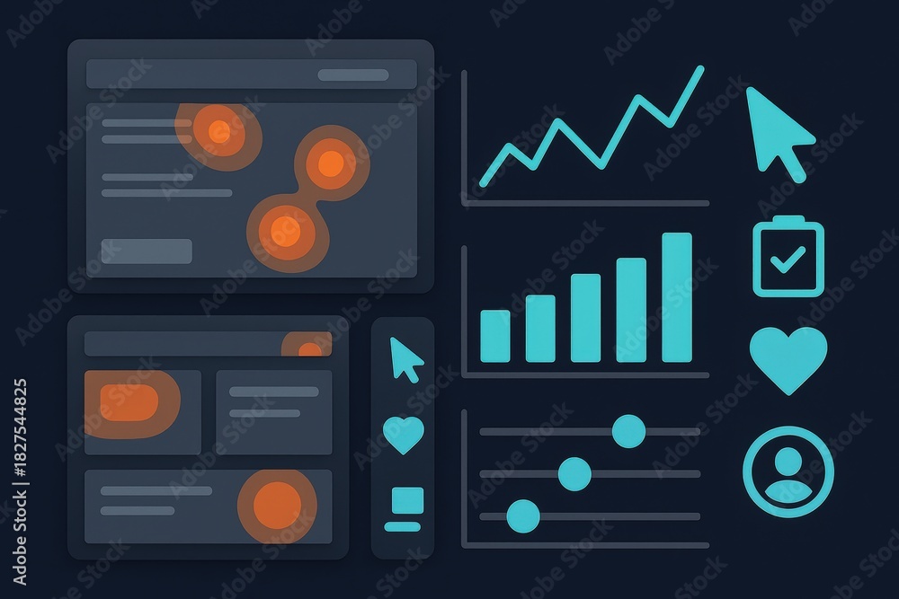 Obraz premium Innovative dashboard interface design showcasing data visualization graphs and user interaction elements enhancing digital analytics experiences with modern aesthetics