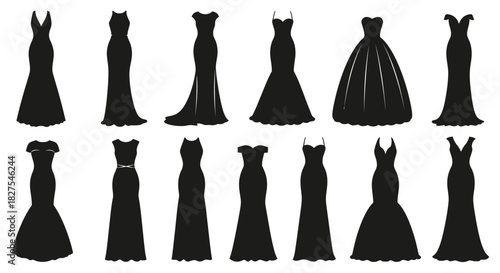 Collection of black dress silhouettes