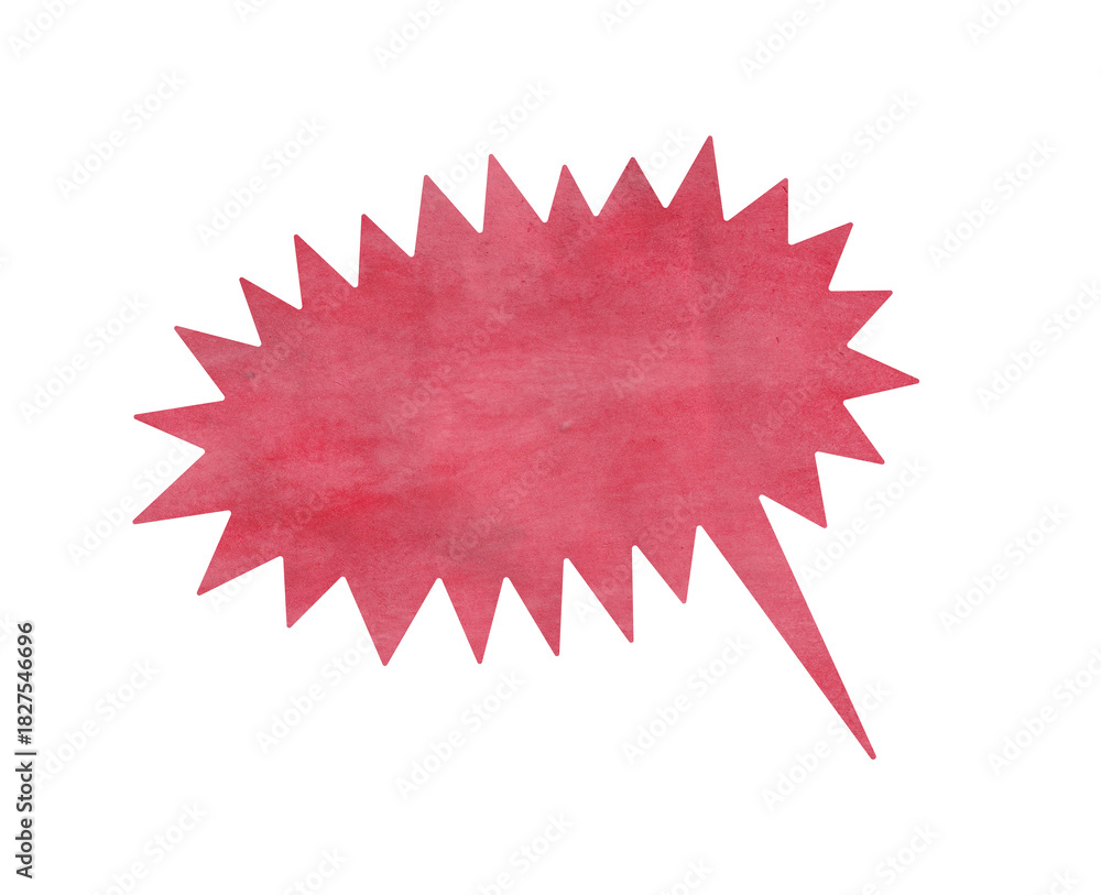 Fototapeta premium Red Grunge Painted Paper Speech Bubble Comic Burst Texture