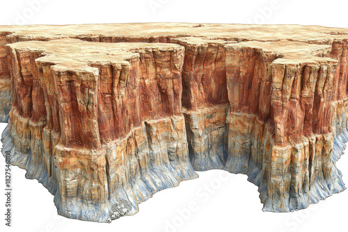 Multilayered cliffside showing tan, brown, and grey stratifications