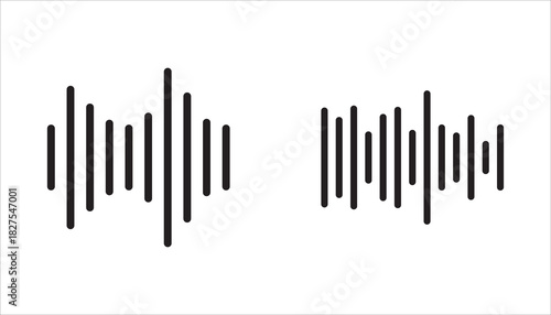 Podcast sound waves and audio sound waves from voice message recordings, vector icons. Music player sound waves and mobile phone voice message sound waves.
