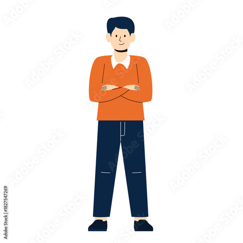 Vector illustration of a businessman in a suit standing. Stylish young professional man dressing for work