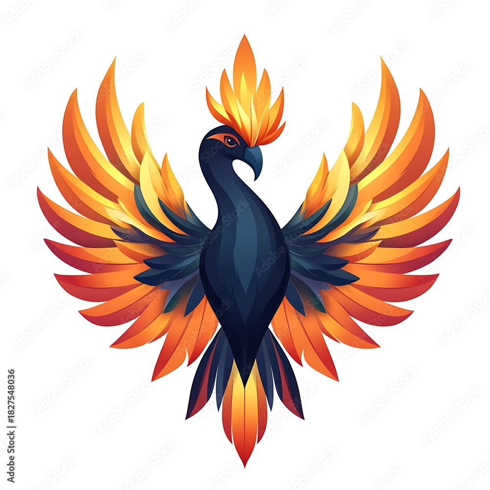Obraz premium Fiery Phoenix Bird with Orange and Yellow Flames fire photo