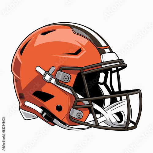 An illustration of an orange football helmet showcasing safety in sports while symbolizing teamwork, competition, and the excitement of athletic achievements in football.