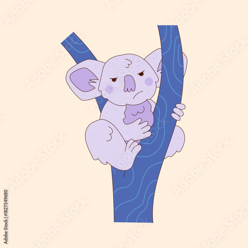 Canvas Print vector koala character sitting on a tree