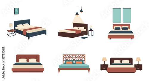 Minimalist collection of various beds and bedroom designs, showcasing different styles and setups for interior decor.