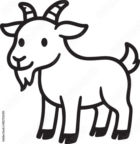 A charming cartoon goat stands proudly, showcasing its iconic horns and beard in a whimsical pose, perfect for children's illustrations.